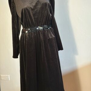 Vintage Boston Maid Velvet Dress With Sequin Waistband Size 14